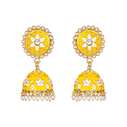 Generic Women's Rose Gold Plated Alloy Earrings (Yellow)