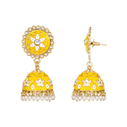 Generic Women's Rose Gold Plated Alloy Earrings (Yellow)