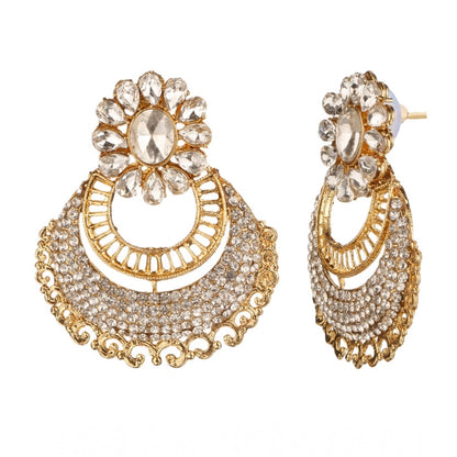 Generic Women's Rose Gold Plated Alloy Kundan Earrings &amp; Mangtikka (White)