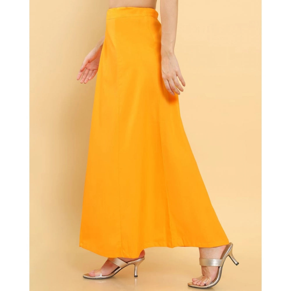 Generic Women's Cotton Solid Free Size Petticoat (Mustard)