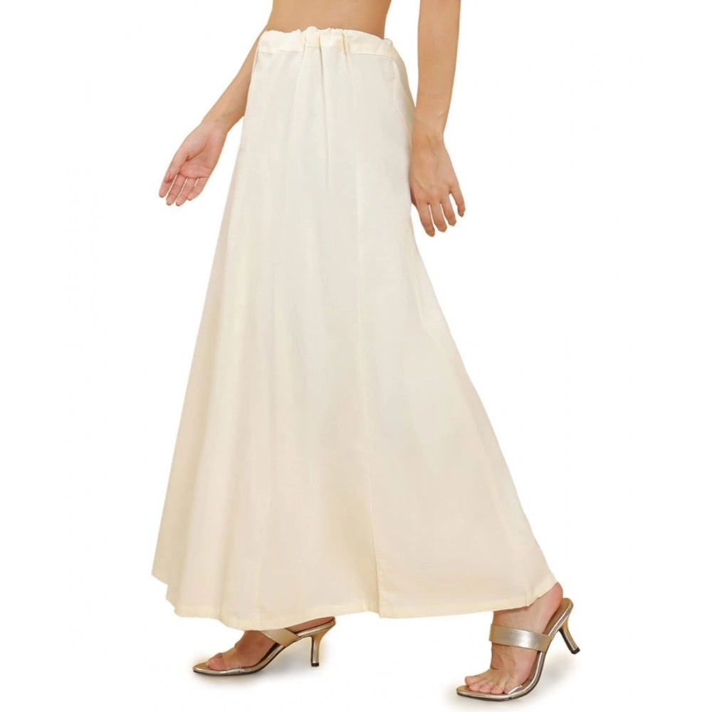 Generic Women's Cotton Solid Free Size Petticoat (Cream)