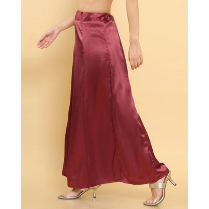 Generic Women's Silk Solid Free Size Petticoat (Maroon)