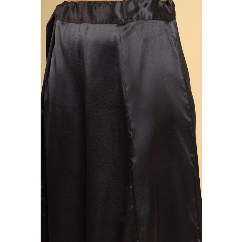 Generic Women's Silk Solid Free Size Petticoat (Black)