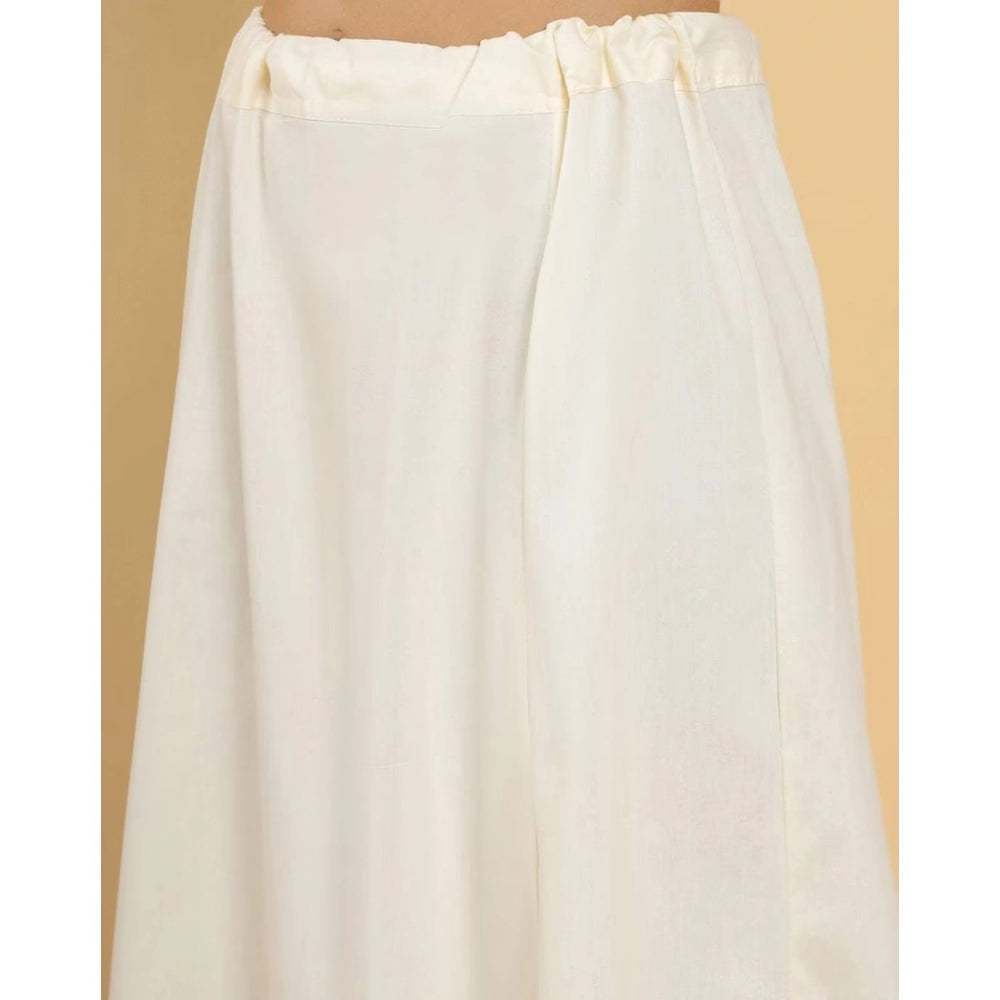 Generic Women's Cotton Solid Free Size Petticoat (Cream)