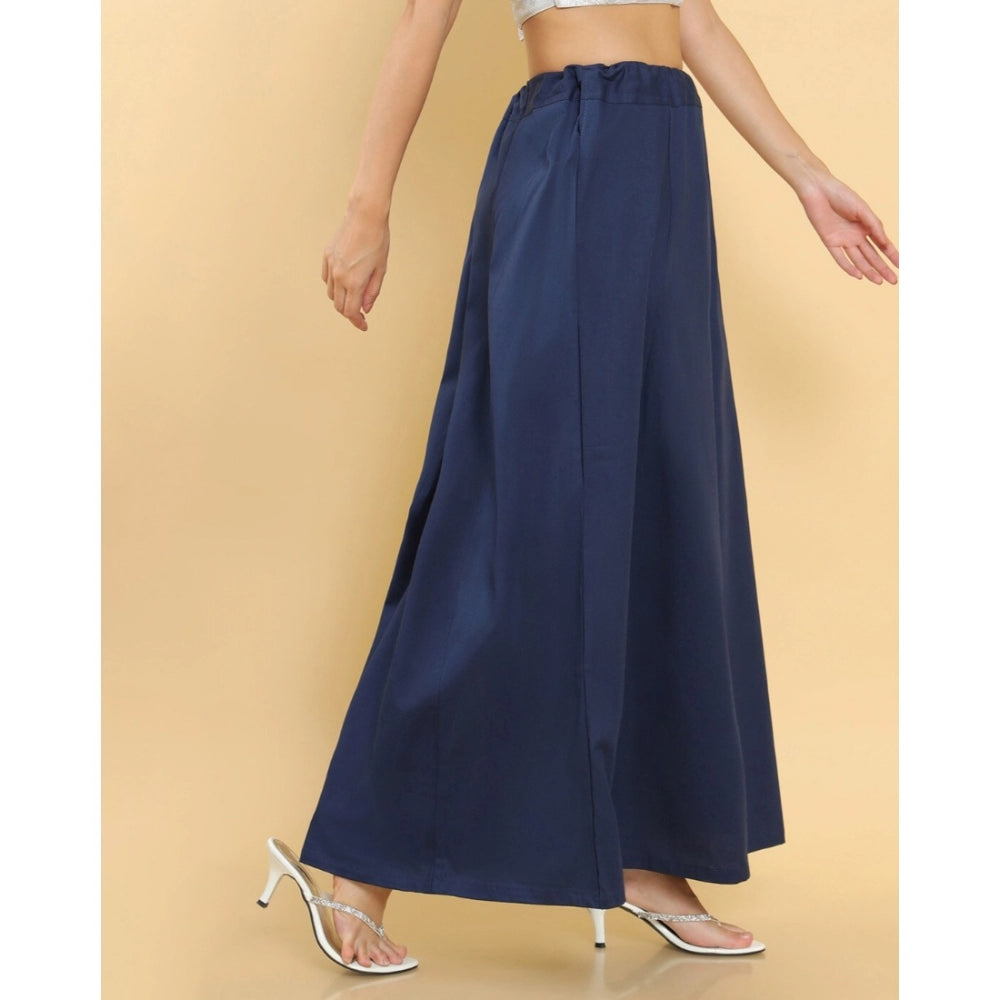 Generic Women's Cotton Solid Free Size Petticoat (Navy Blue)