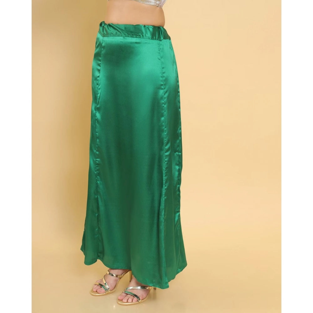 Generic Women's Silk Solid Free Size Petticoat (Green)