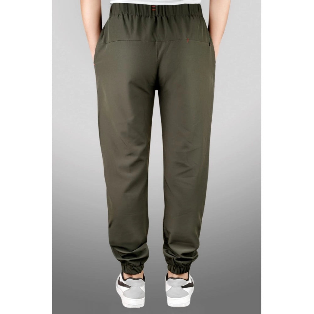 Generic Men's Polyster Solid Track Pant-Lower (Dark Green)