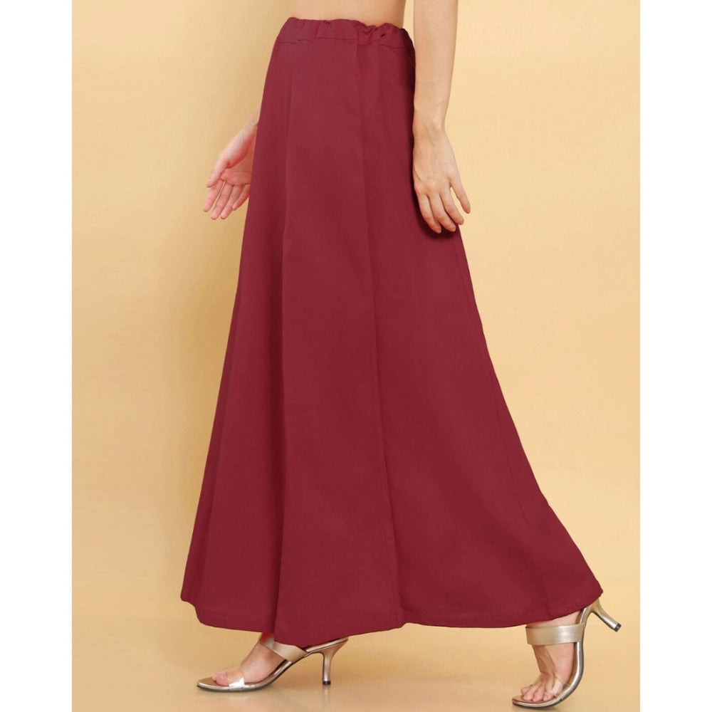 Generic Women's Cotton Solid Free Size Petticoat (Maroon)