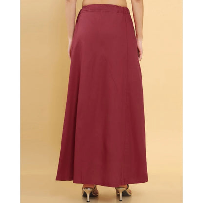 Generic Women's Cotton Solid Free Size Petticoat (Maroon)