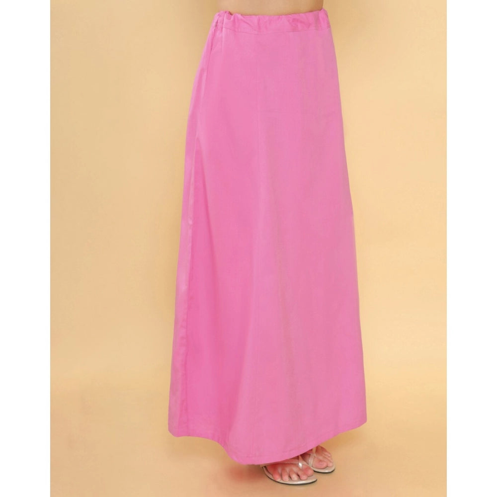 Generic Women's Cotton Solid Free Size Petticoat (Pink)