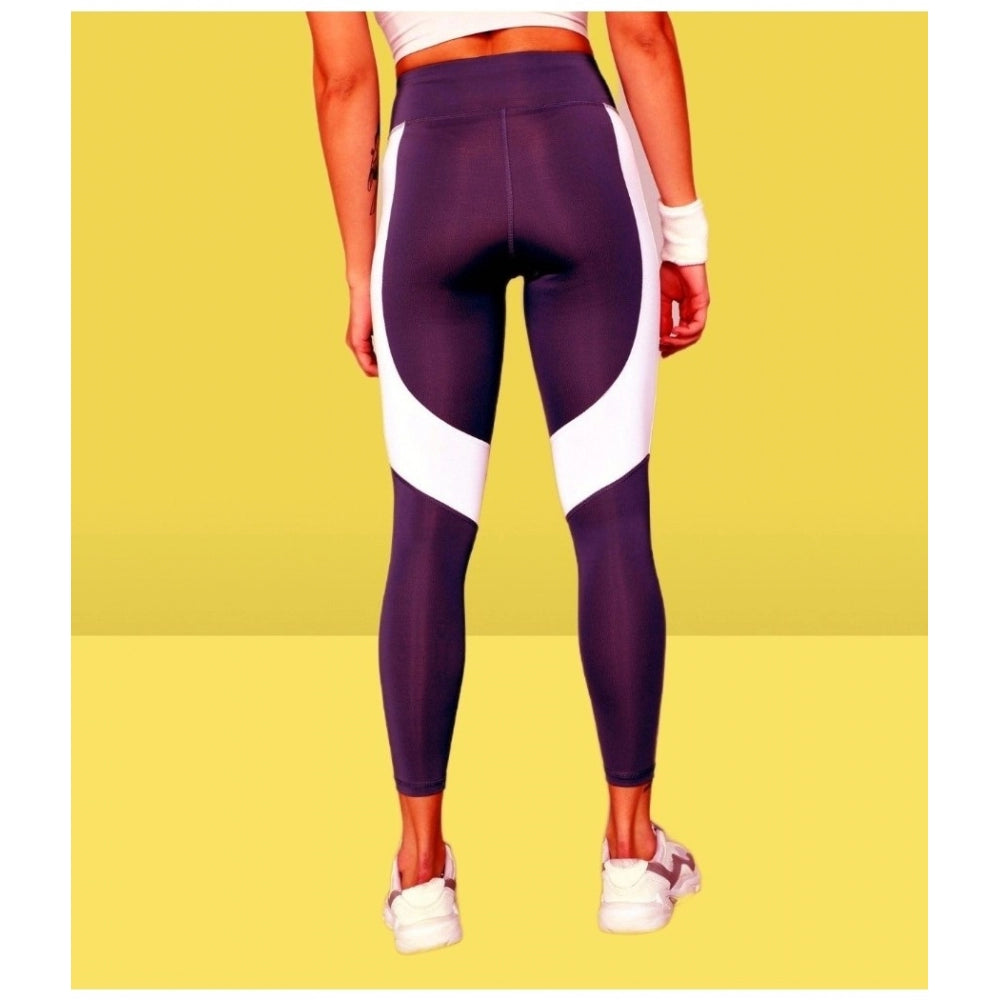 Generic Women's Polyster Solid Sport Leggings (Purple)