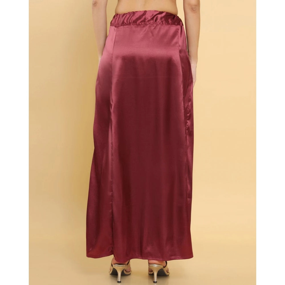 Generic Women's Silk Solid Free Size Petticoat (Maroon)