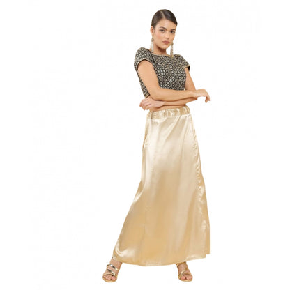 Generic Women's Silk Solid Free Size Petticoat (Gold)