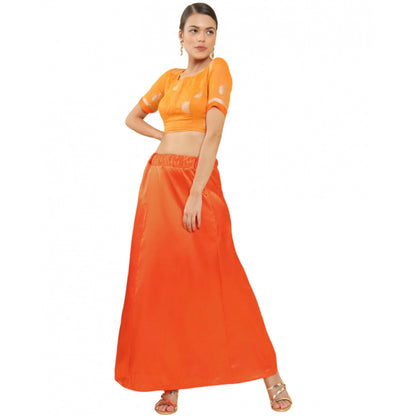 Generic Women's Silk Solid Free Size Petticoat (Orange)