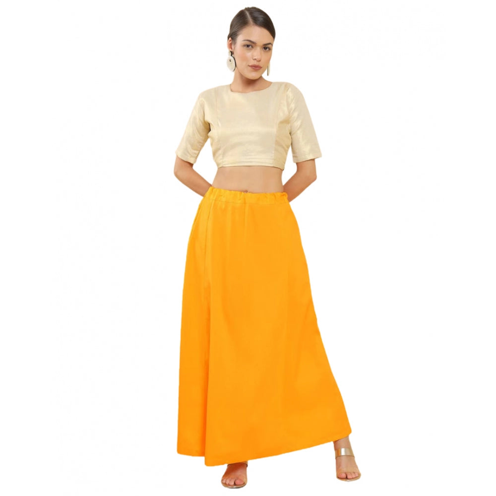 Generic Women's Cotton Solid Free Size Petticoat (Mustard)