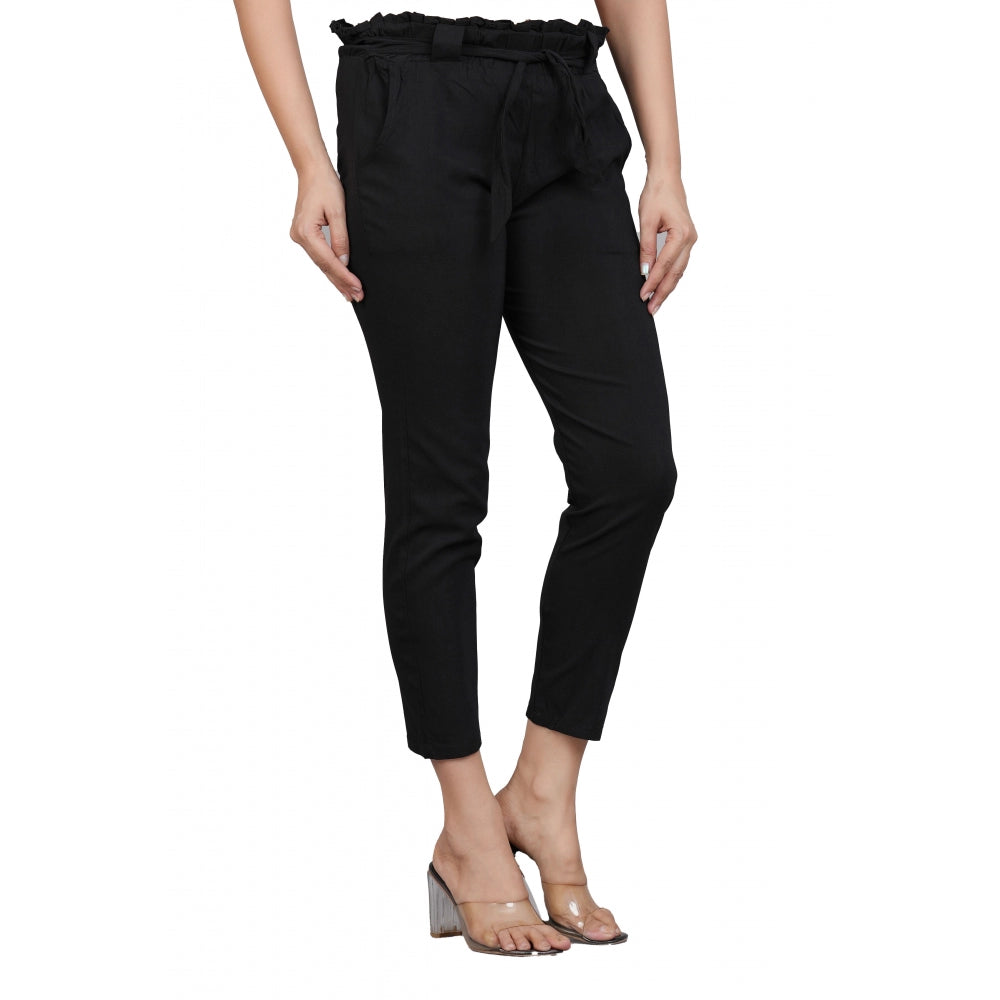 Casual Solid Lycra Trouser Pant (Black)