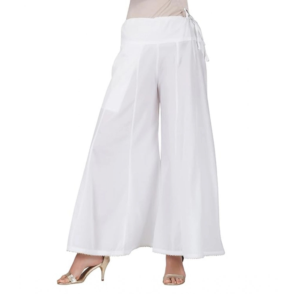 Casual Cotton Solid Palazzo (White)