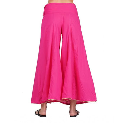 Casual Cotton Solid Palazzo (Pink)