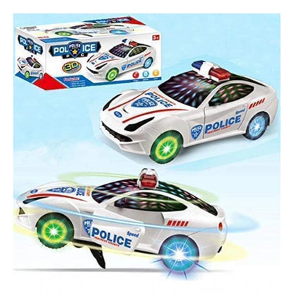 Generic Plastic  Fun Flashing Lights In The Wheels And Realistic Sounds With Sirens Police Car Toy For Kids (White)