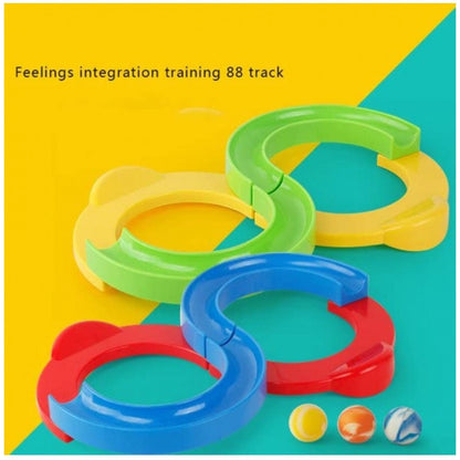 Generic Plastic 8 Shape Infinite Loop Interaction Balancing Track Toy Creative Track With 3 Bouncing Balls For Kids (Multicolor)