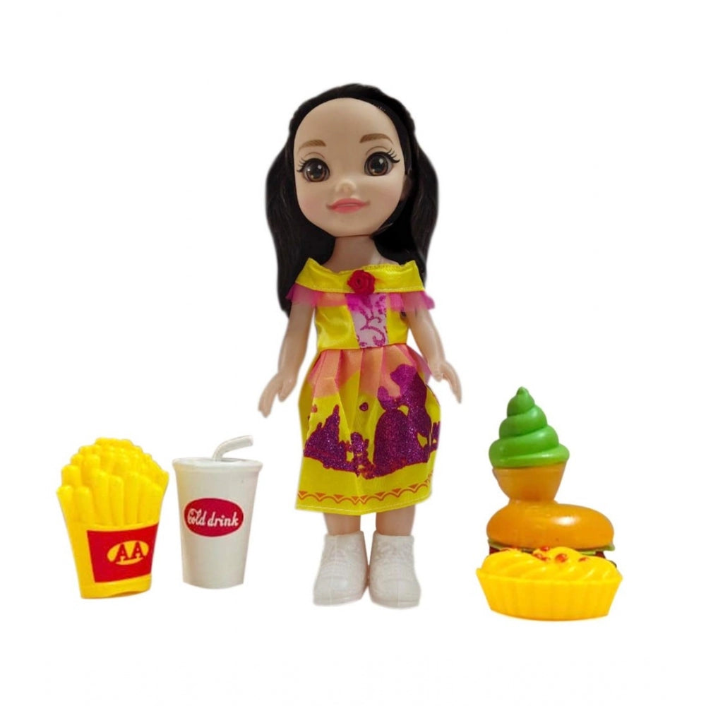 Generic Plastic Doll Set With Fast Food Accessories (Yellow)