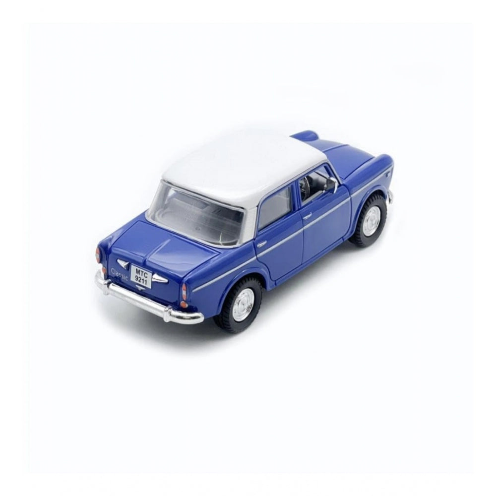 Generic Plastic Old Model Fiat Openable Doors Pull Back Action Collectible Car For Kids (Blue)