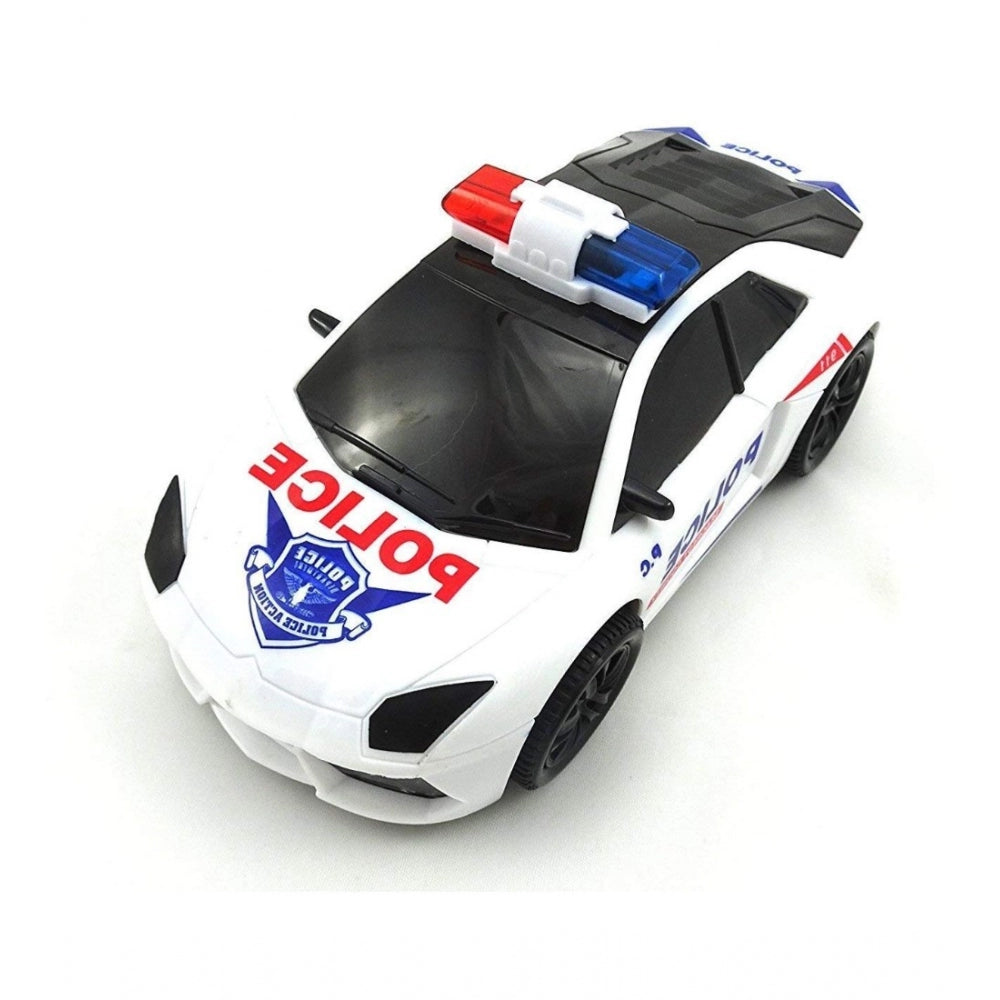 Generic Plastic  Fun Flashing Lights In The Wheels And Realistic Sounds With Sirens Police Car Toy For Kids (White)