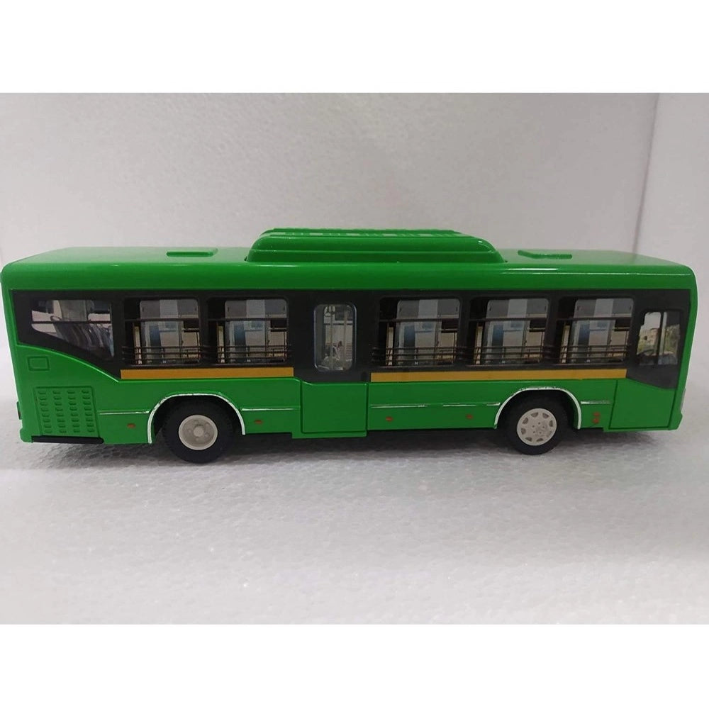 Generic Plastic 6 Wheels Pull Back Action Low Floor Bus (Green)