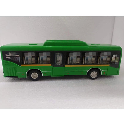 Generic Plastic 6 Wheels Pull Back Action Low Floor Bus (Green)