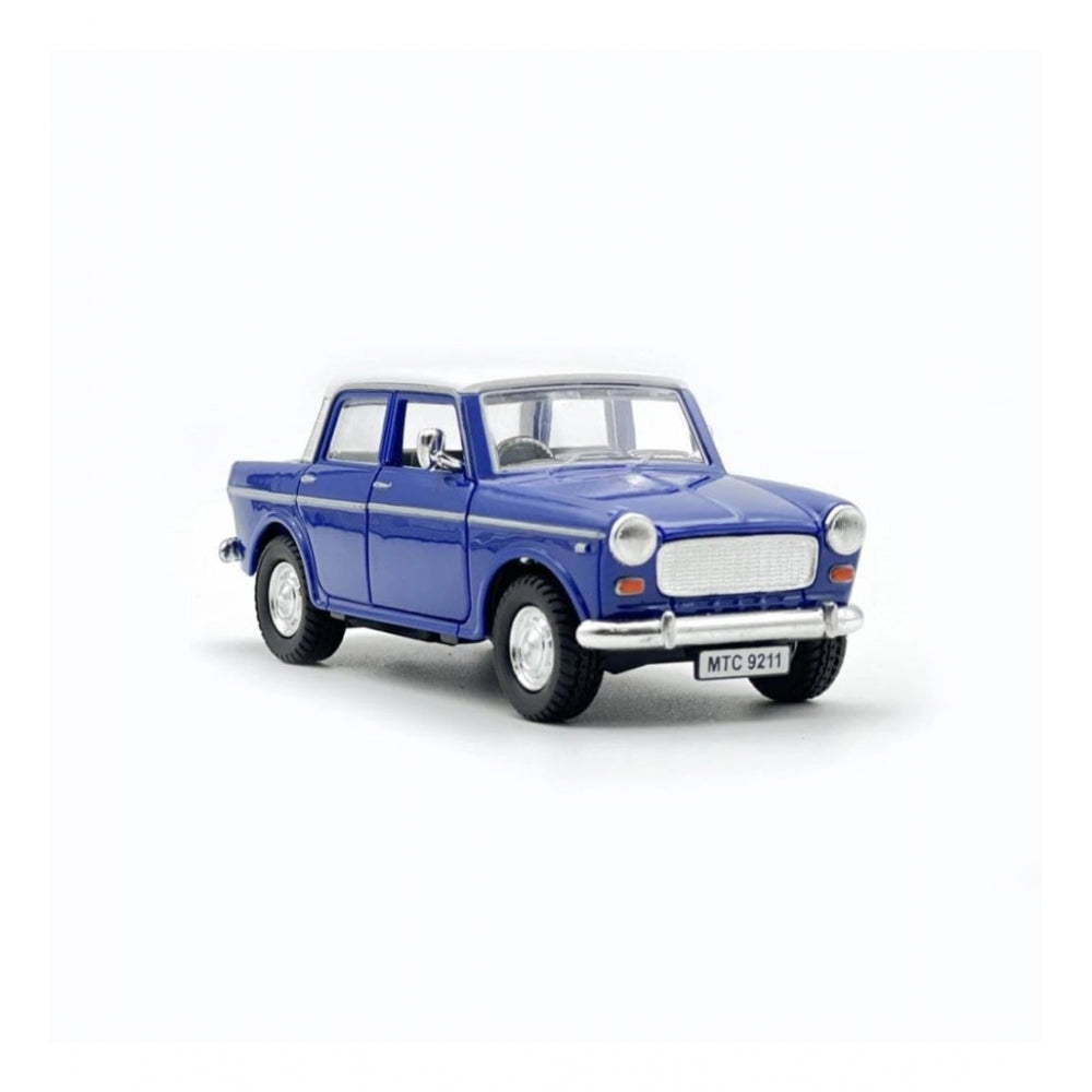 Generic Plastic Old Model Fiat Openable Doors Pull Back Action Collectible Car For Kids (Blue)