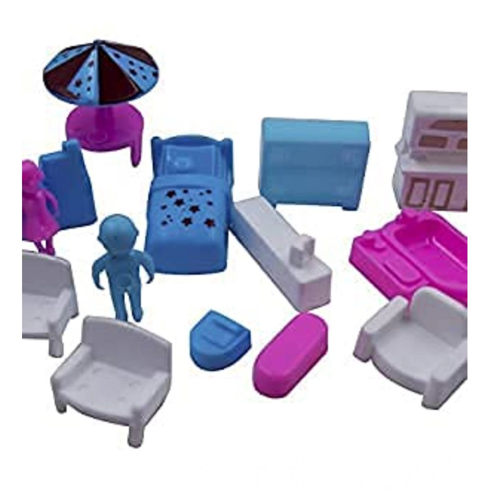 Generic Plastic Dollhouse For Girls With Furniture (Multicolor)