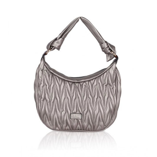 Generic Women's Faux Leather Textured Handbag (Silver Grey)