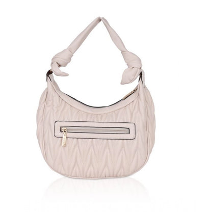 Generic Women's Faux Leather Textured Handbag (Beige White)