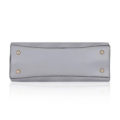 Generic Women's Faux Leather Textured Adjustable Long Belt Handbag (Grey)