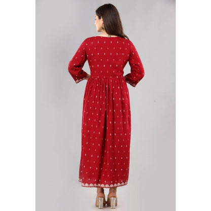 Casual Viscose Rayon 3-4th Sleeve Nayra Cut Kurti (Red)