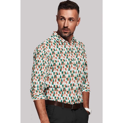 Generic Men's Cotton Blended Printed Full Sleeve Shirt (Multicolor)