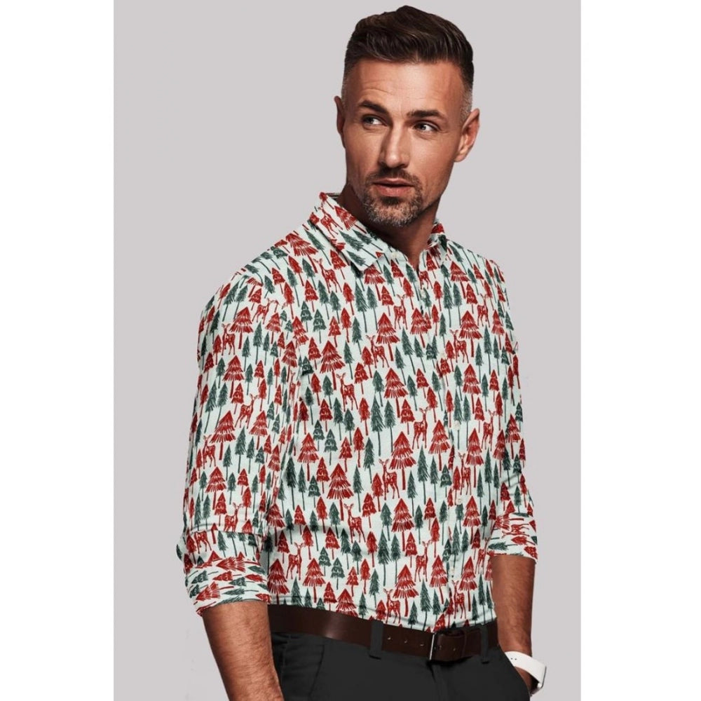 Generic Men's Cotton Blended Printed Full Sleeve Shirt (Multicolor)