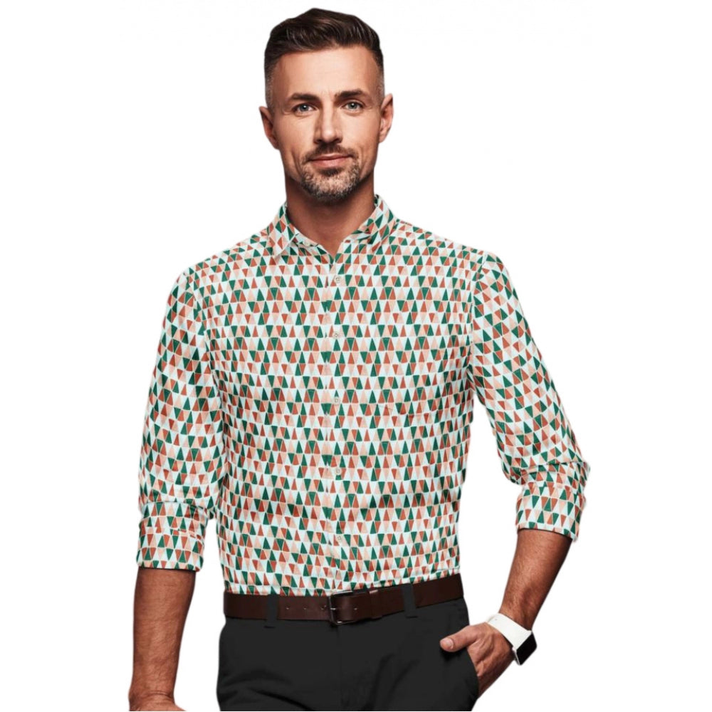 Generic Men's Cotton Blended Printed Full Sleeve Shirt (Multicolor)