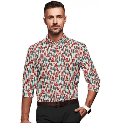 Generic Men's Cotton Blended Printed Full Sleeve Shirt (Multicolor)