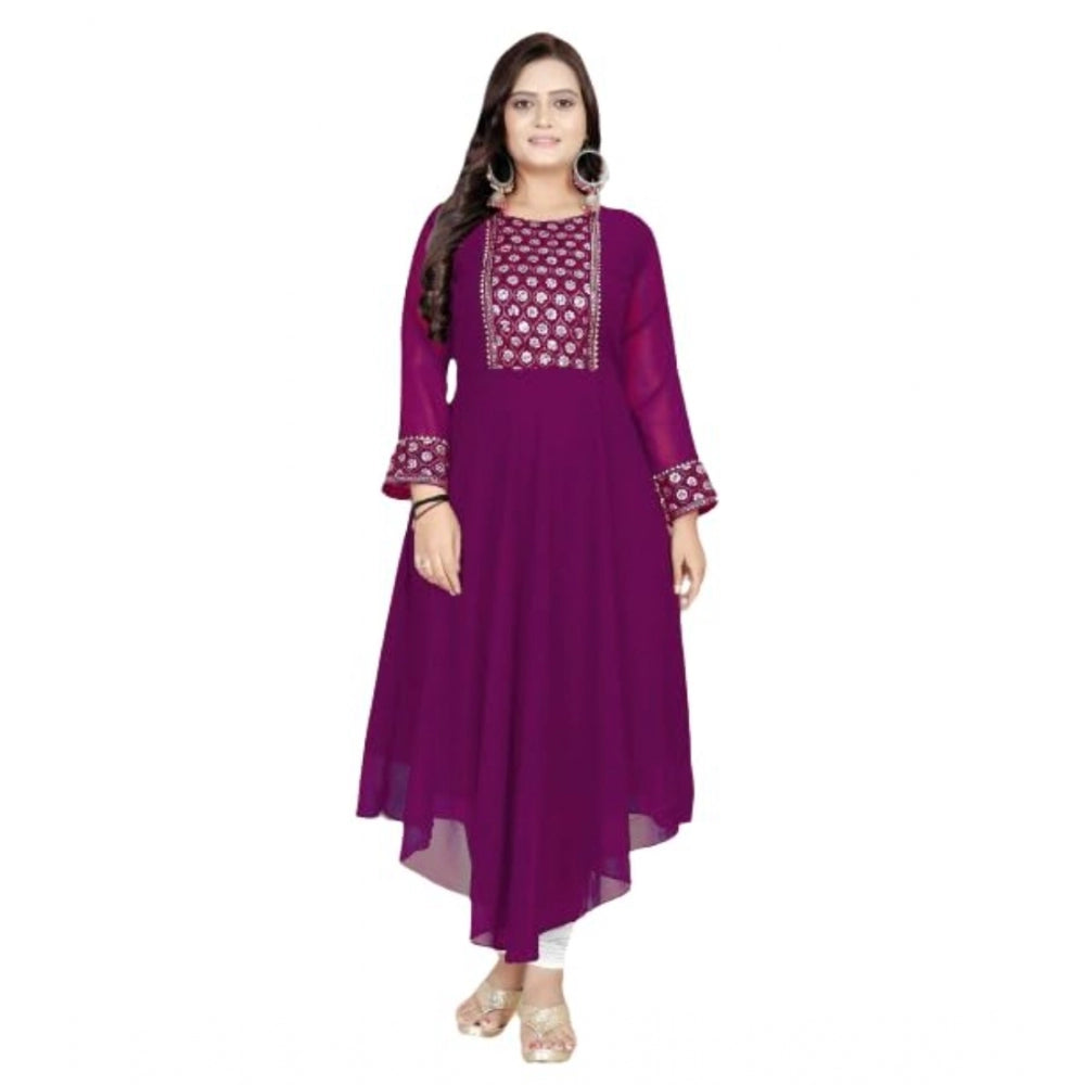 Georgette Embroidered Kurti (Purple)