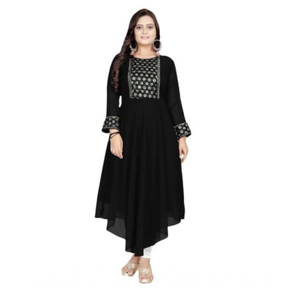 Georgette Embroidered Kurti (Black)