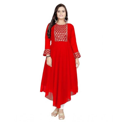 Georgette Embroidered Kurti (Red)