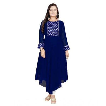 Georgette Embroidered Kurti (NavyBlue)