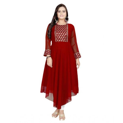 Georgette Embroidered Kurti (Maroon)