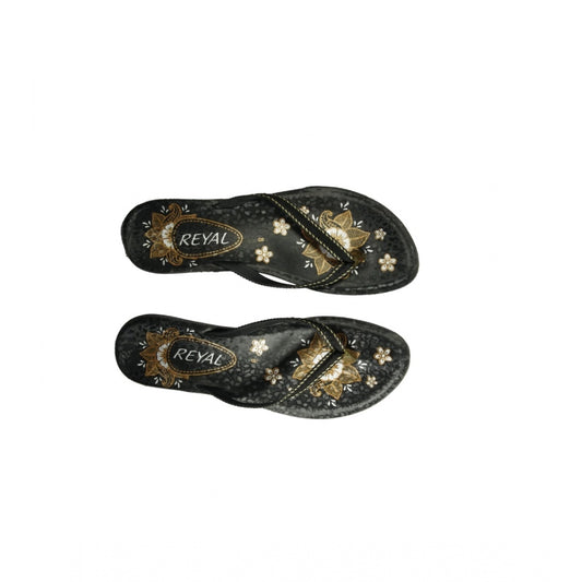 Generic Women's Polyurethane Printed Slip-on Slipper (Black)