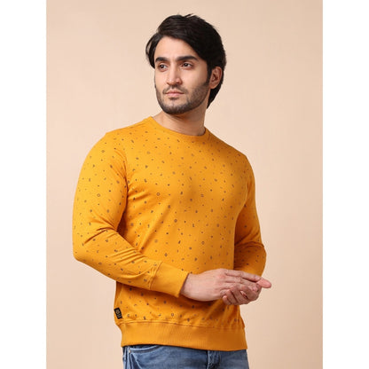 Generic Men's Casual Cotton Printed Round Neck Full Sleeve Sweat Shirt (Mustard)