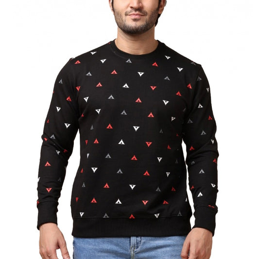 Generic Men's Casual Cotton Printed Round Neck Full Sleeve Sweat Shirt (Black)