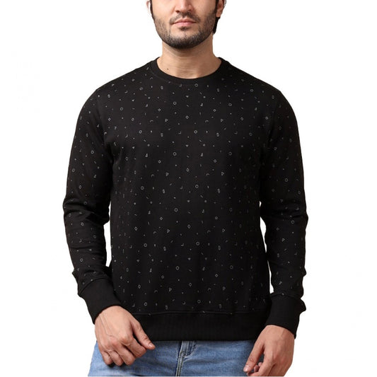 Generic Men's Casual Cotton Printed Round Neck Full Sleeve Sweat Shirt (Black)