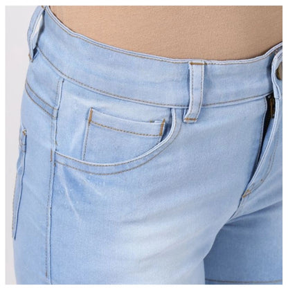 Generic Women's Denim Solid Buttoned Shorts (Blue)