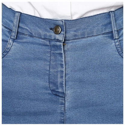 Generic Women's Denim Washed Buttoned Skirt (Blue)